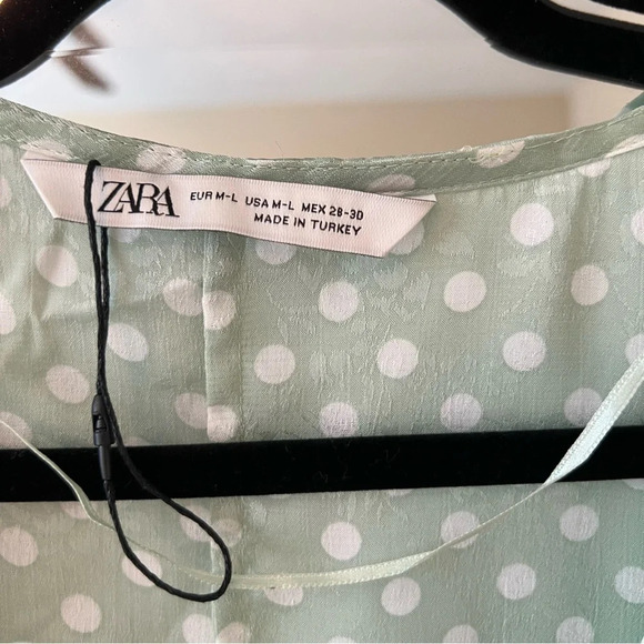 Zara Tie Front Polka Dot Blouse - Picture 2 of 4